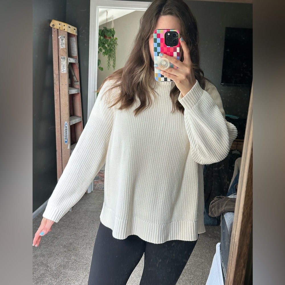 Old Navy Shaker Stitch Sweater - Cream/White Color - XXL